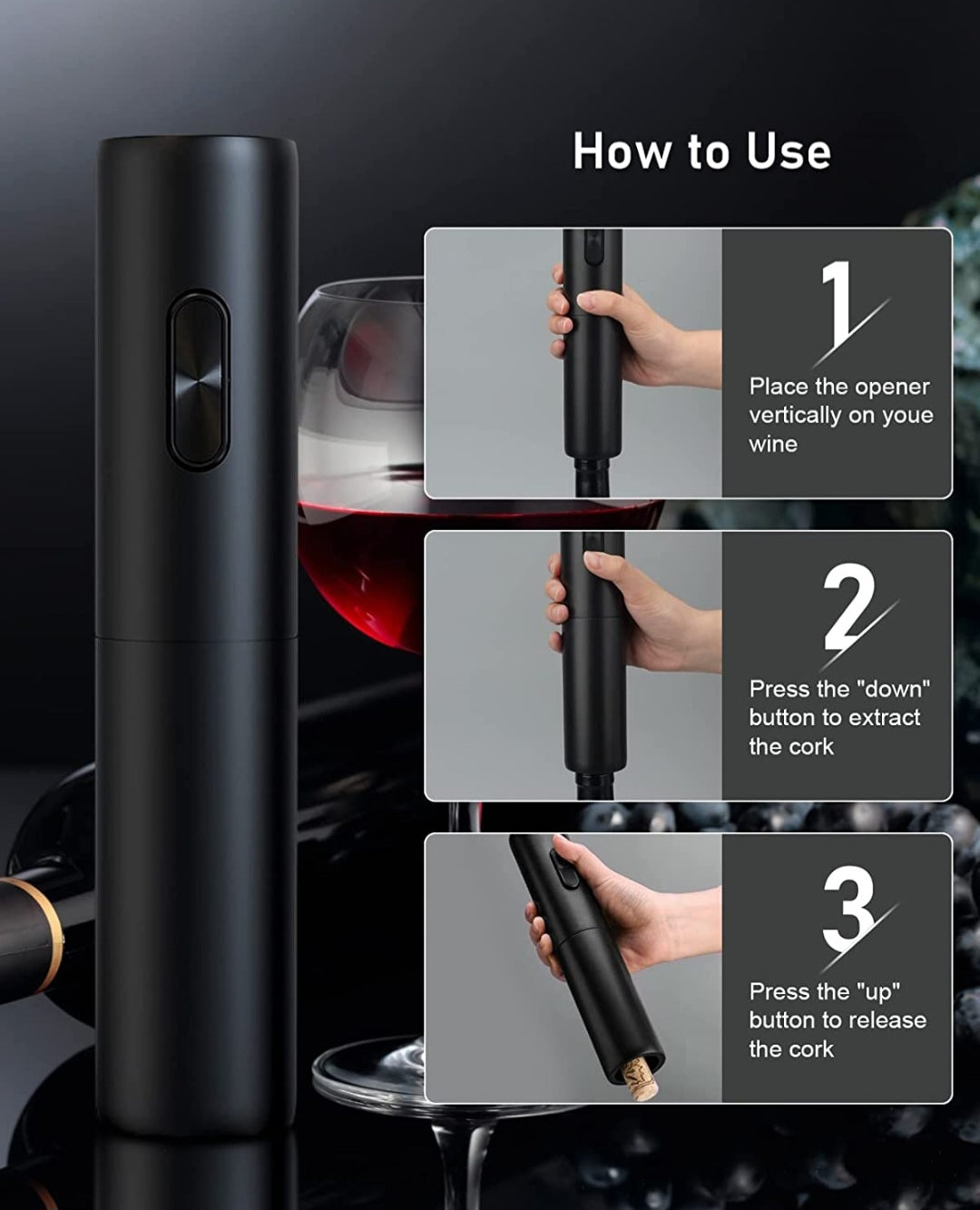 ReVino Rechargeable Electric Wine Bottle Opener
